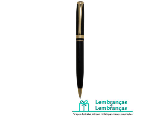 Brinde caneta semi-metal com detalhes dourados, Brindes caneta semi-metal com detalhes dourados, caneta semi-metal, caneta com dourado