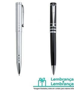 Brinde caneta semi-metal com quatro anéis centrais, Brindes caneta semi-metal com quatro anéis centrais, caneta semi-metal, caneta semi-metal com quatro anéis de decoração